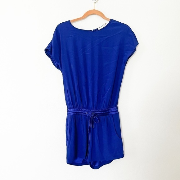RAMY BROOK Silk Scoop Neck Romper Blue XS - Picture 2 of 4